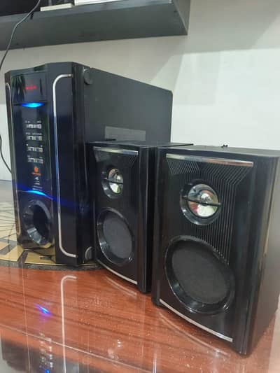 Orange Home Theater Sound System | 2 Speakers + Subwoofer