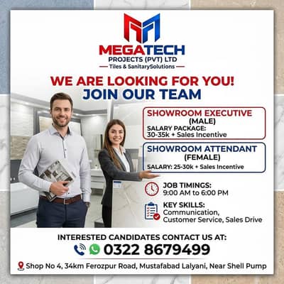 showroom Executive (male) and Showroom Attendant (female)
