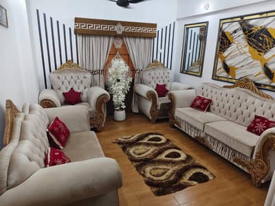 7 Seater Taj Style Sofa Set with Curtains
