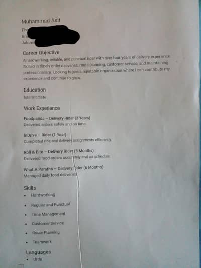 Required a job
