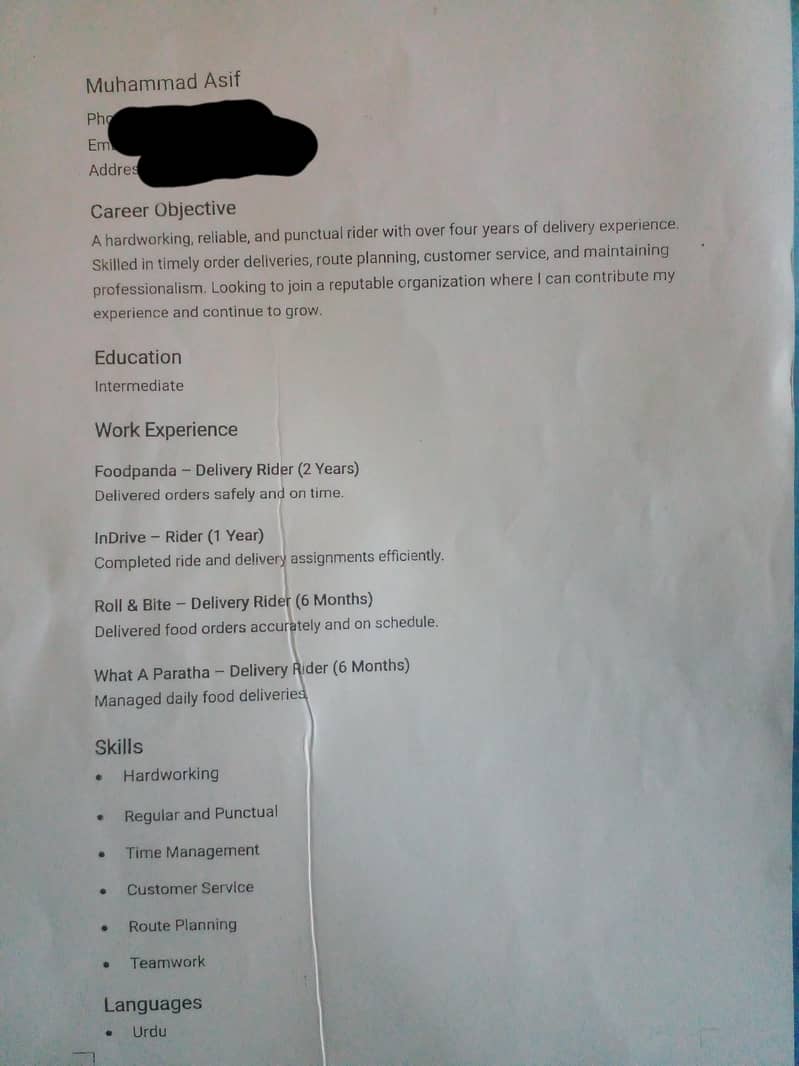 Required a job 0