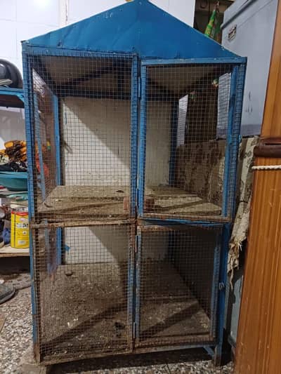 Heavy duty handmade 2 portion 4 door cage Hut shape Assel Hen Pigeon