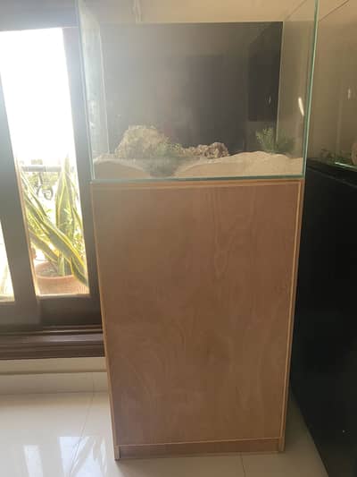 Aquariums slightly used with wooden cabinets