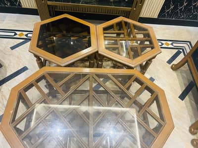 3 wooden tables