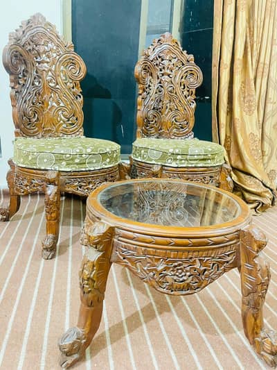 wooden coffee chairs with table