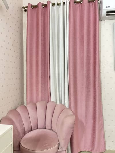 Pink white curtains