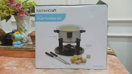 KitchenCraft 3-in-1 Fondue Set (Cheese, Chocolate, Meat) – UK Import