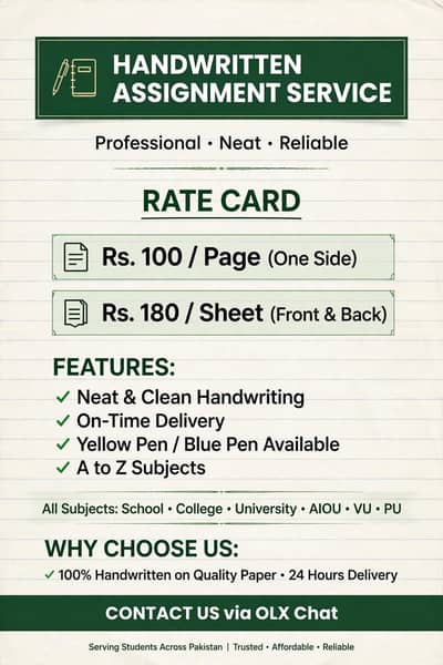 Handwritten Assignment Writing Service - Khanpur - Hira Khan