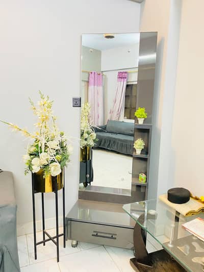Modern Grey Dressing Table with large Mirror
