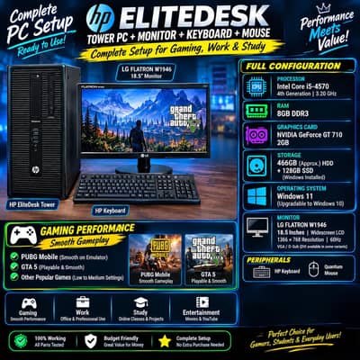 HP EliteDesk Complete Setup | Gaming + Work + Study | condition 10/9.5