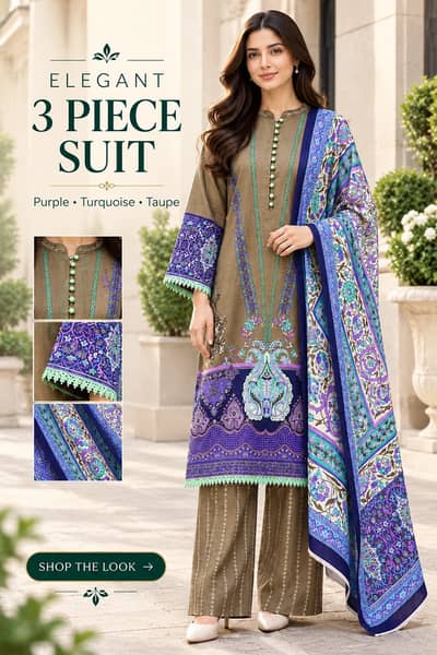 Kleren 3 Piece Unstitched Digital Printed Khaddar Suit for Women