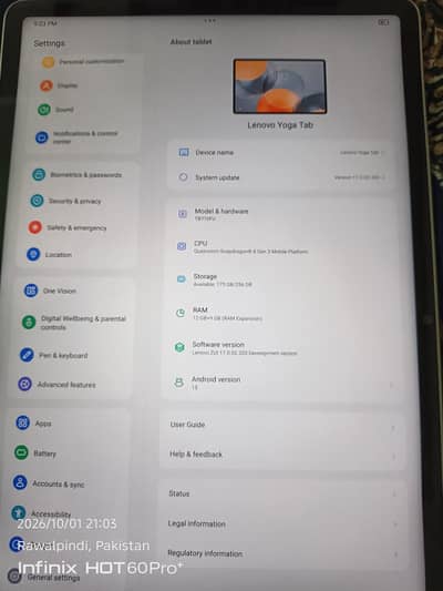 LENOVO TAB YOGA 2025  SNAPDRAGON 8 GEN 3 12 256