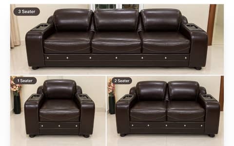Office Sofa Set for Sale – 3 Seater + 2 seater + 1 Seater – Brown