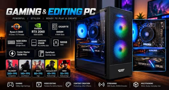 Gaming & Editing PC | Ryzen 5 3600 | RTX 2060 6GB | 16GB DDR4 |