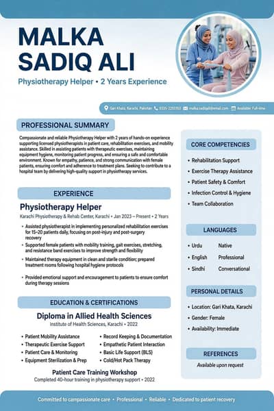 Physiotherapy Helper 2 Years Experience