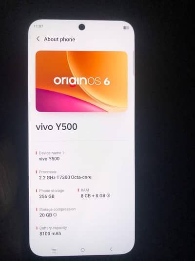Vivo y500 8+8 256 gb dual pta just box open (Urgent sale)
