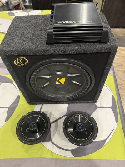 Kicker car subwoofer and door speakers