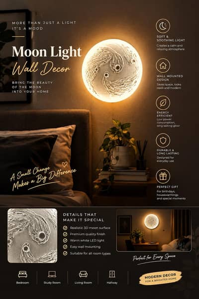 3D Wall Light Moon Lamp