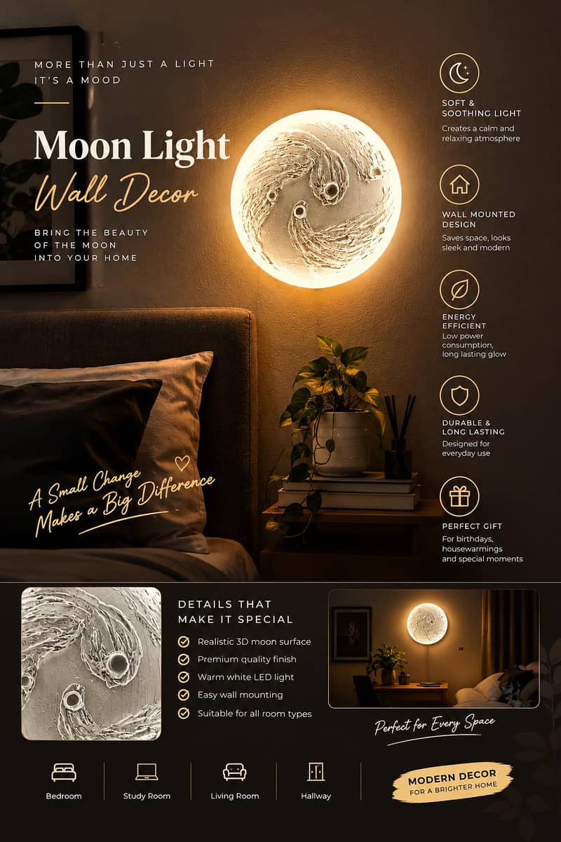 3D Wall Light Moon Lamp 0