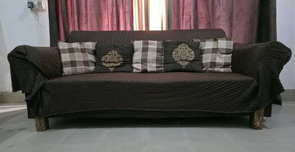 3-Seater Fabric Sofa in Dark Brown (Urgent Sale)