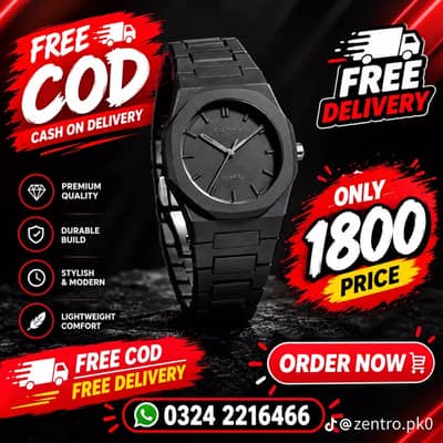 Black Plastic Chain Watch For Men All Season