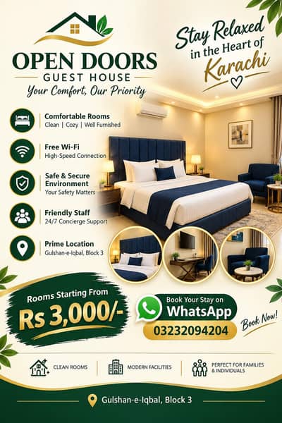 Couple Room for Rent in Karachi Near Sea View | AC & Attached Bathroom