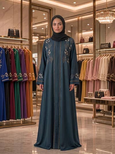 hand embroidered abaya in Turkish fabric
