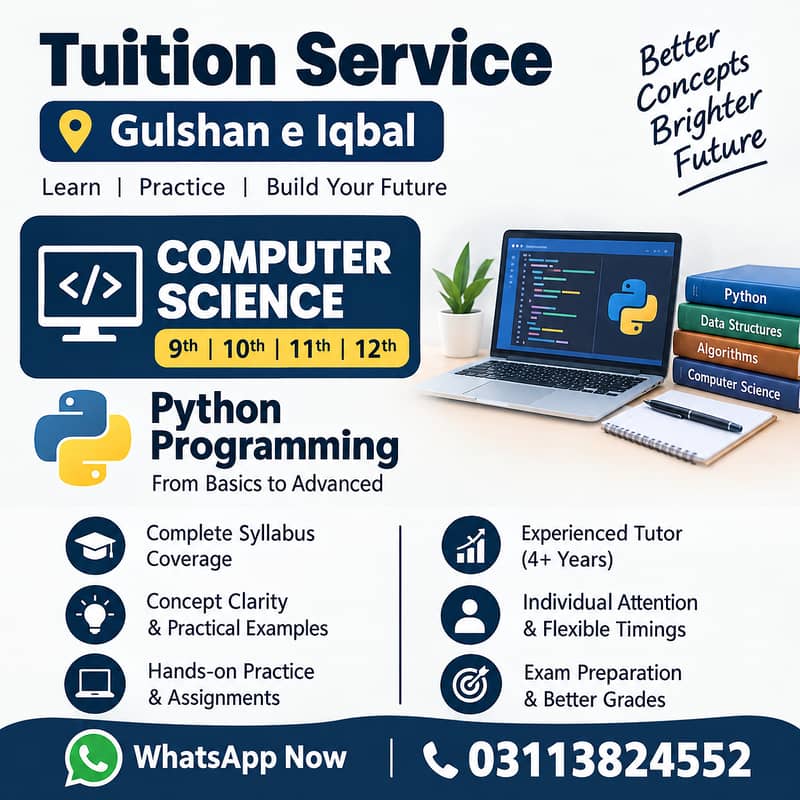 Computer Science & Python Programming Tuition in Gulshan-e-Iqbal 0