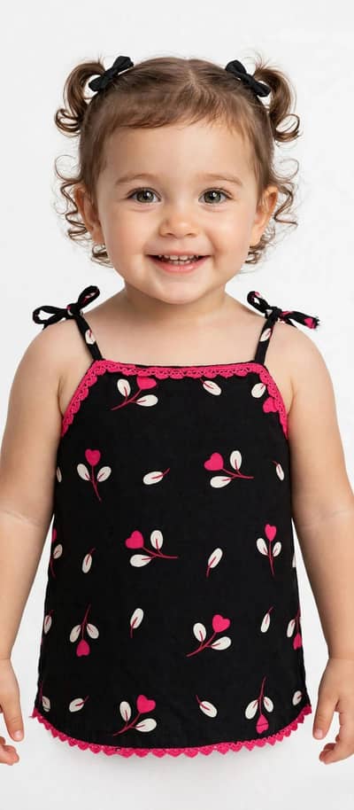 2 piece baby black printed linen