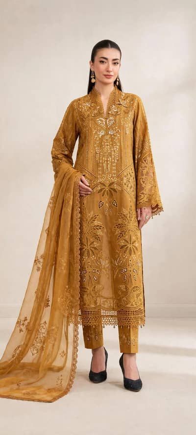 Maria b luxury 3 pieceEmbroided dhanak Suit  winter collectionunstitch