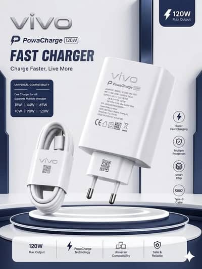 3 in 1 Power Adapter 120 W Charger Vivo Pack Of Pack Of 1