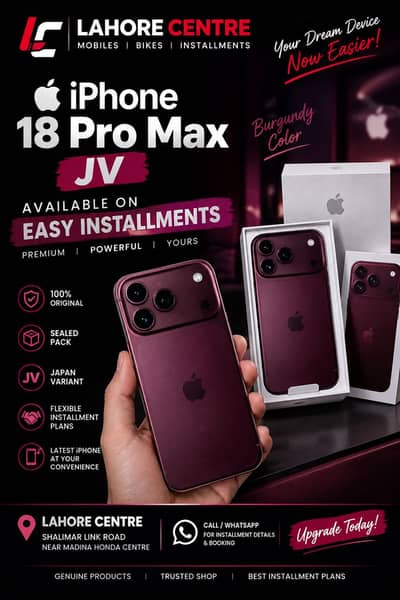 iPhone 18 Pro Max JV avail on easy Instalments