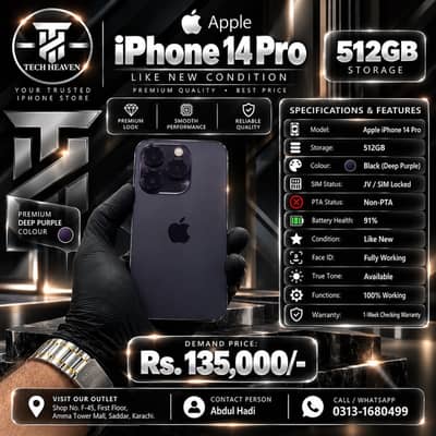iPhone 14 Pro | 512 GB | Jv Sim locked | Non PTA | Apple iPhone 14 Pro