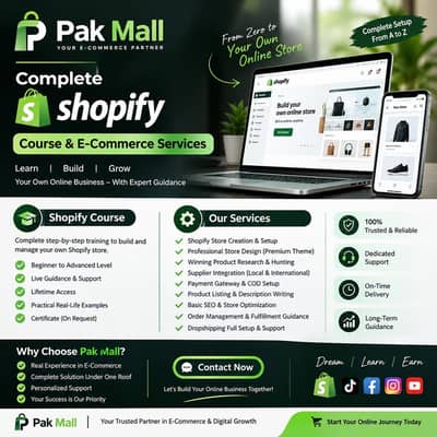 Complete Shopify Store Setup, Course & E-Commerce Business Services