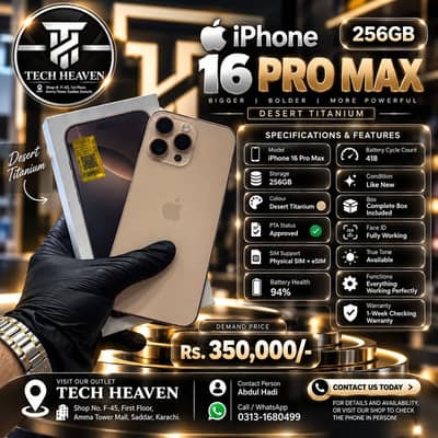iPhone 16 Pro Max | 256 GB | Official PTA Approved | Desert Titanium