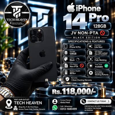 iPhone 14 Pro | 128 GB | Jv Sim Locked | Apple iPhone 14 Pro | Black