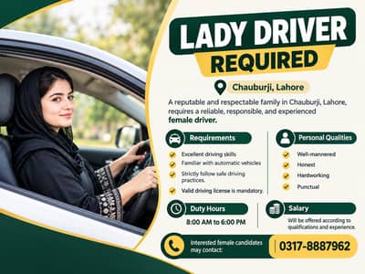Lady Driver Required - Lahore Job