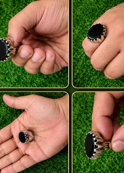 Italian chandi 925 yamni aqeeq ring