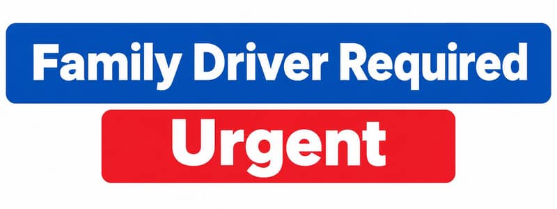Urgent Hiring Family driver