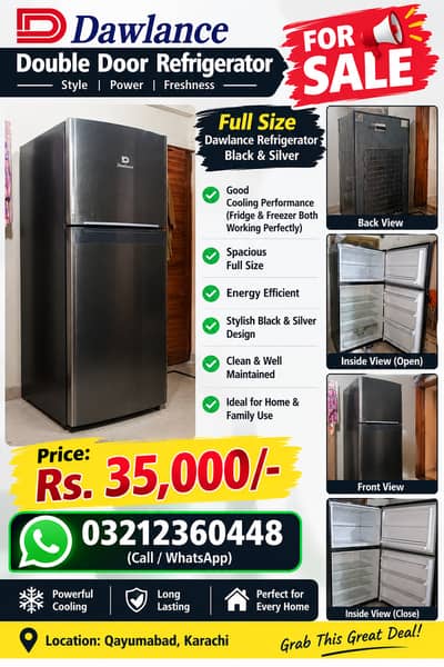 Dawlance Full Size Black & Silver Refrigerator for Sale Price: . 35000