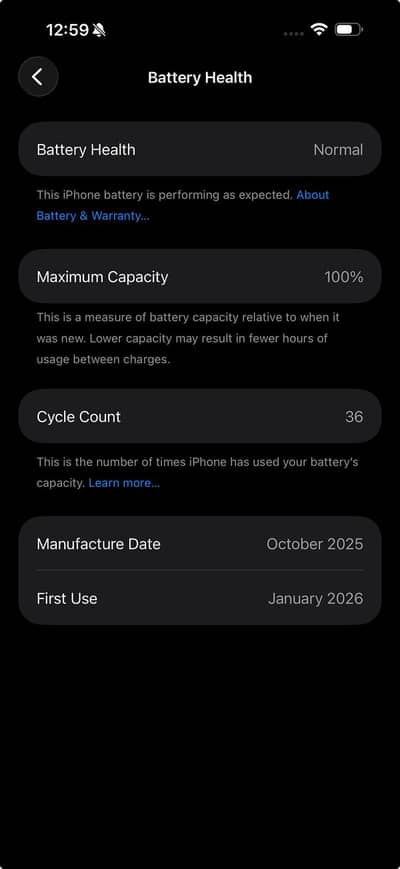 Apple iPhone 17 Pro Max 512GB 100% battery , 36 charge cycle only
