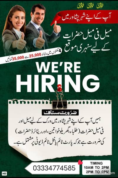office work male and female required