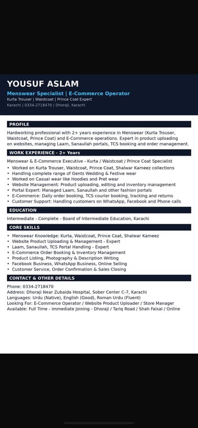 Experienced Fashion_ E Commerce Job Need