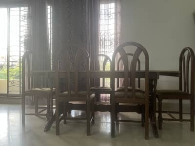 Wooden DINNING TABLE WITH 6 chairs