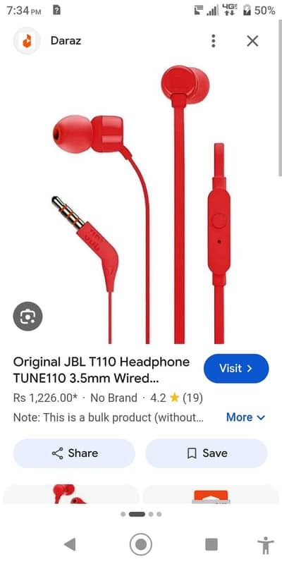 JBL 3.5mm original handsfree