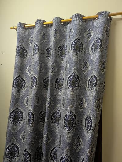 6-Piece Decorative Curtain Set - Grey/Blue - Good Condition