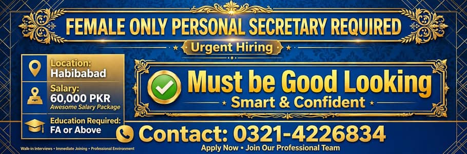 Female only personel secretary wanted for personnel affairs n clinic