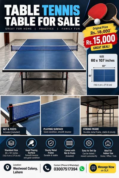 Table Tennis/ Ping Pong Table for Sale | Used but in Good condition