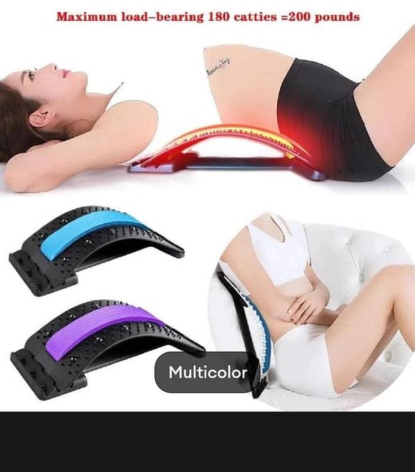 T  Back Massager Stretcher Spine Deck Pain Relief Chiropractic Lumbar Fitness Equipment
