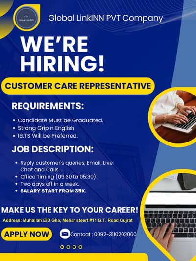 Global LinkINN Pvt. Ltd. is looking for a Customer Care Representative